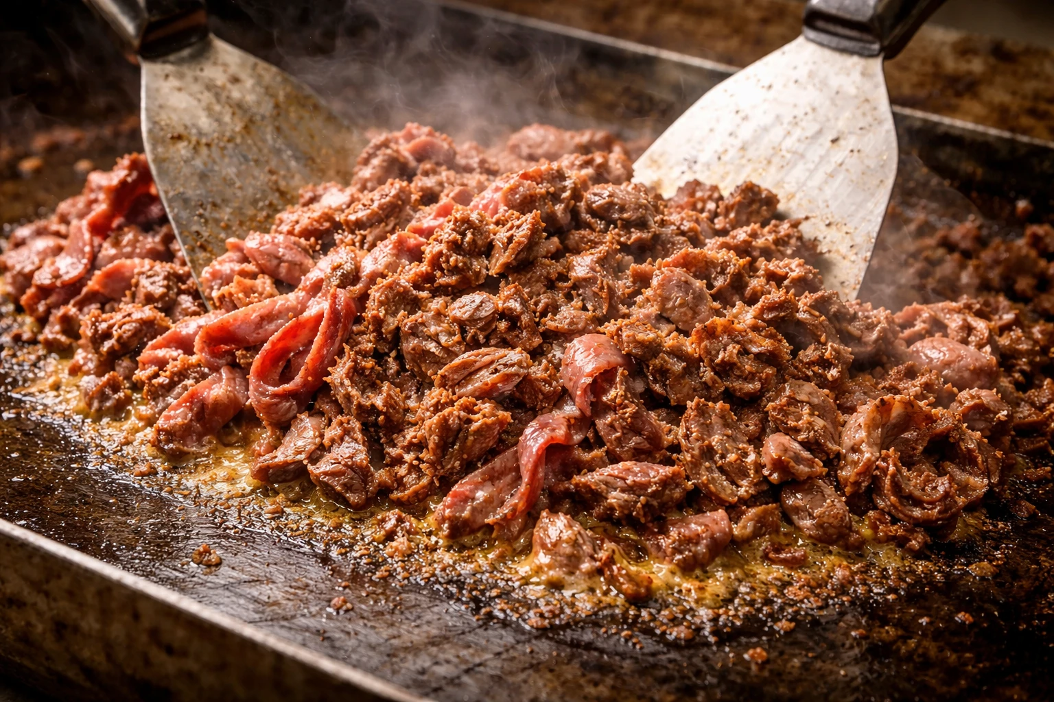 Thinly Sliced Beef Gets Chopped on the Grill