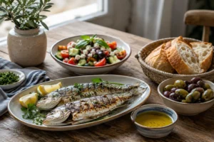 Mediterranean meal on a rustic table